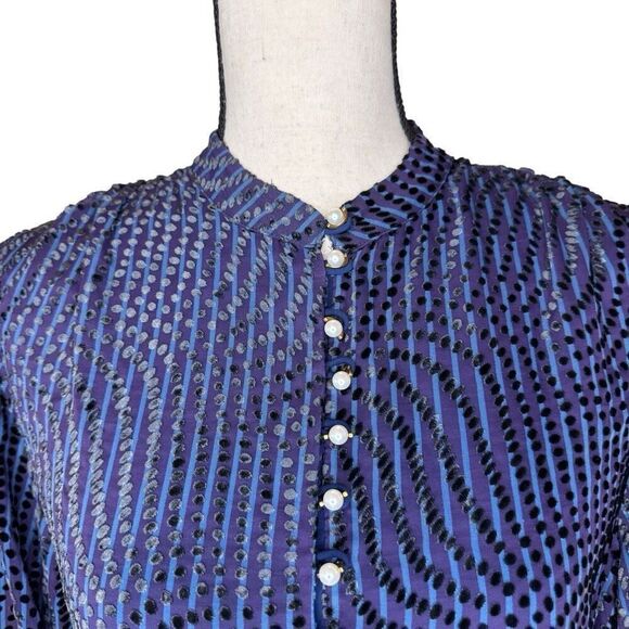 Tanya Taylor Ellette Purple Chiffon w/Velvet Polka Dots Dress Size S - Picture 3 of 16